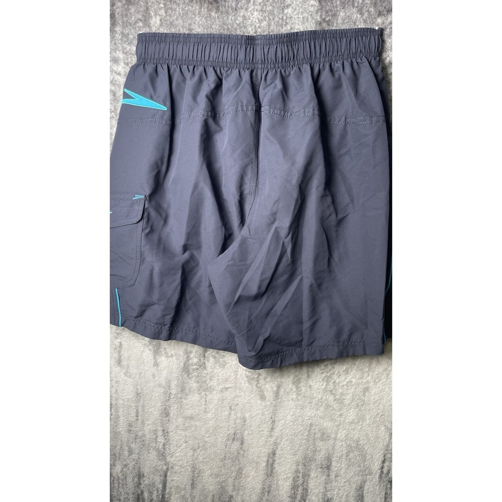 Speedo Men's Swim Trunks Size M L Navy Blue Teal Trim Board Shorts 9 Inseam - Picture 5 of 6